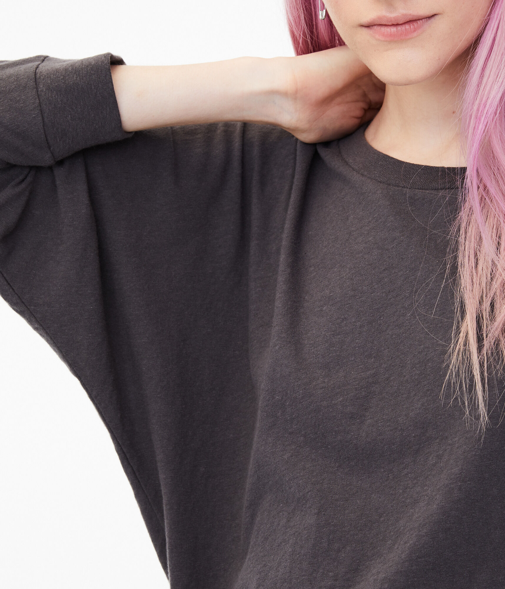 Long Sleeve Dolman Cropped Crew Tee