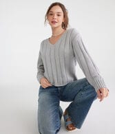 Ribbed V-Neck Sweater