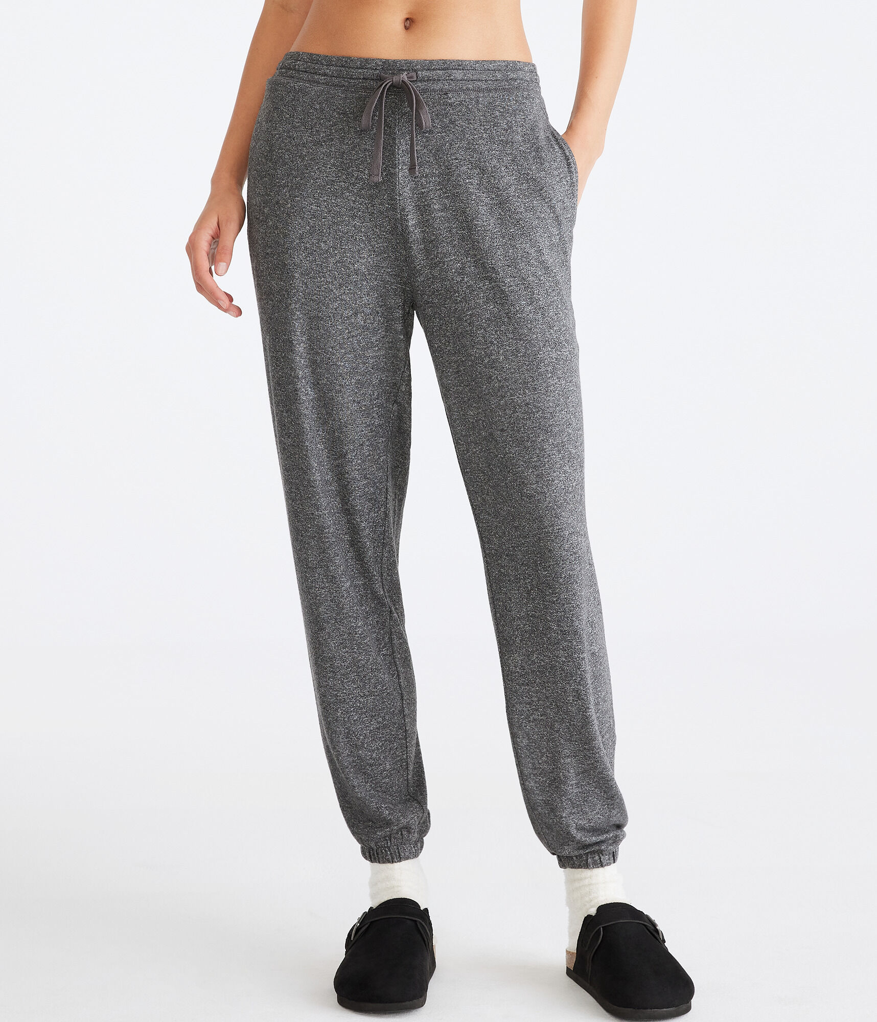 Slouchy High-Rise Fuzzy Fleece Cinched Sleep Pants