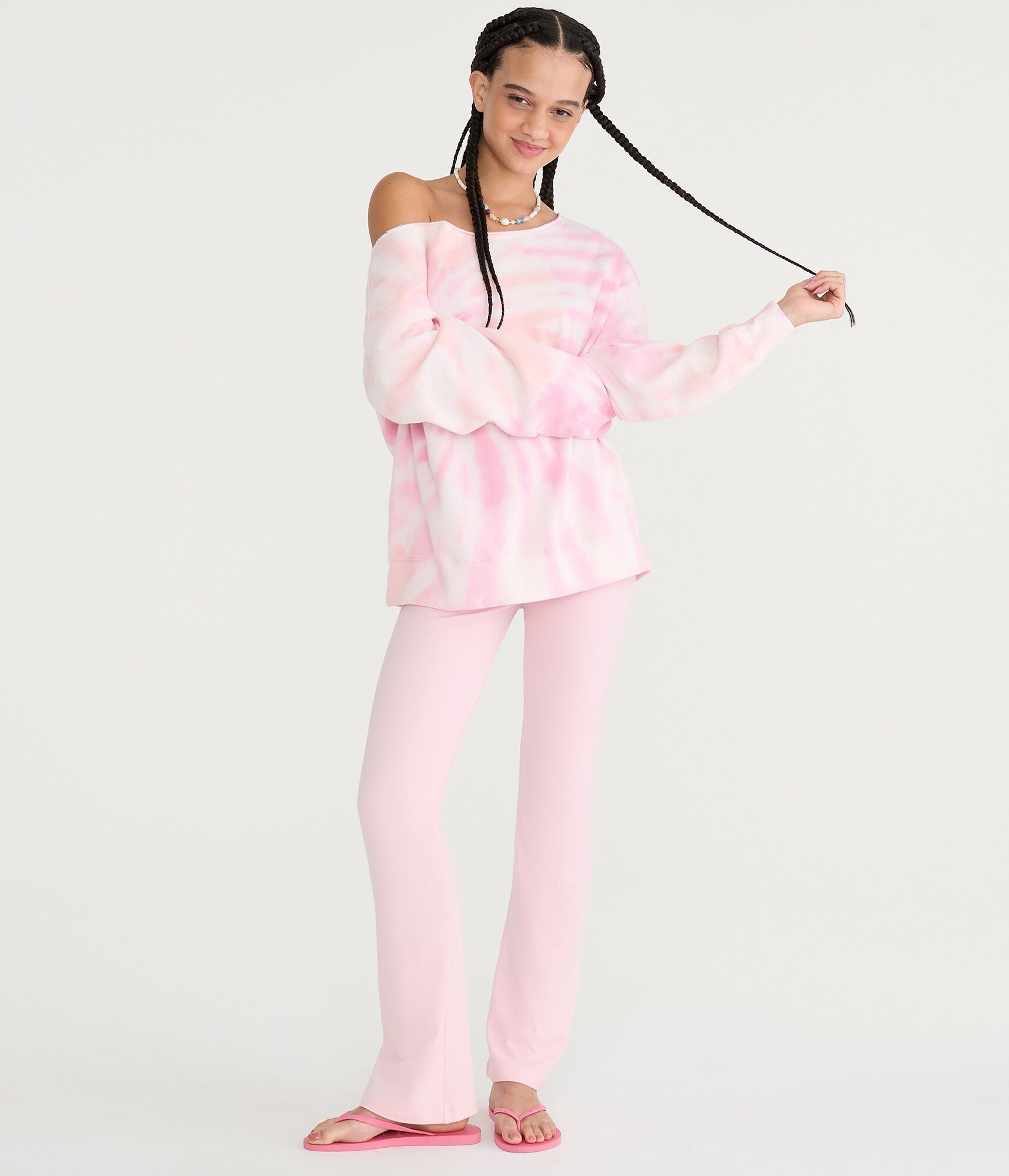 Cloud Soft Tie-Dye Oversized Off-The-Shoulder Sweatshirt