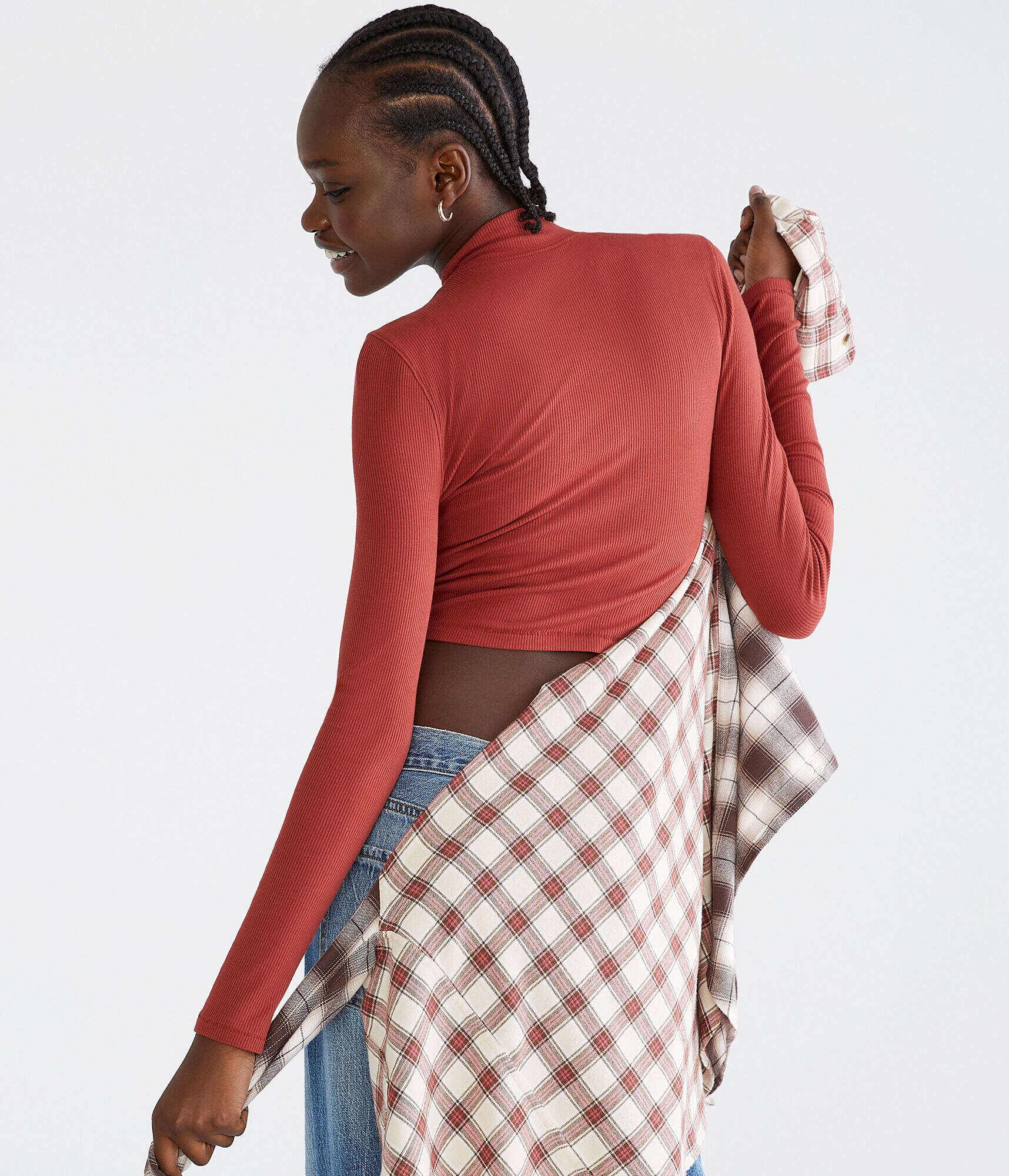 Long Sleeve Mock-Neck Cropped Top