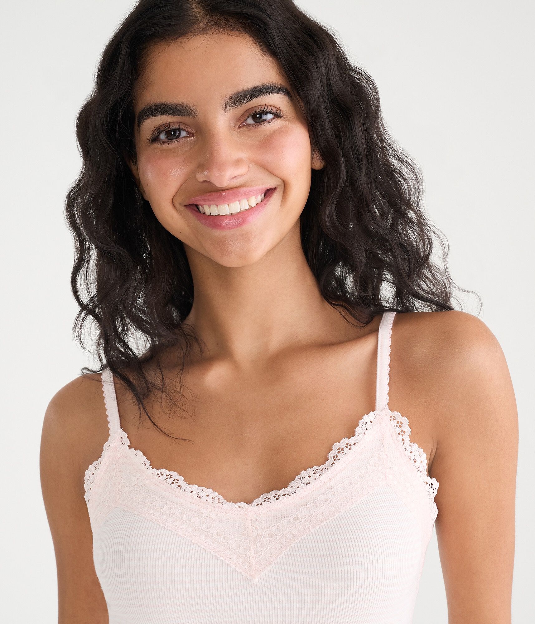 Striped Y2K Lace Scoop-Neck Cami