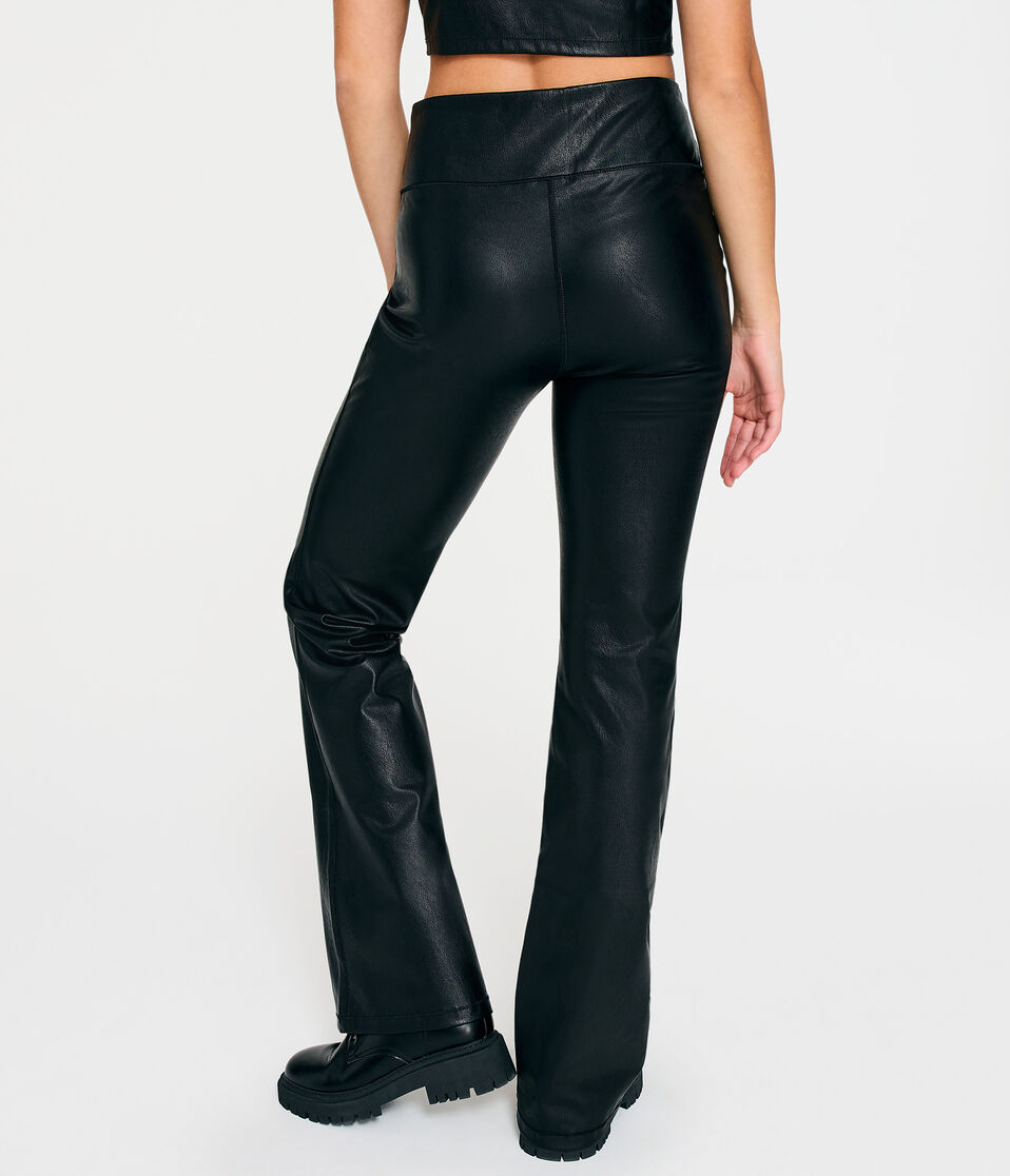 High-Rise Faux Leather Flare Legging
