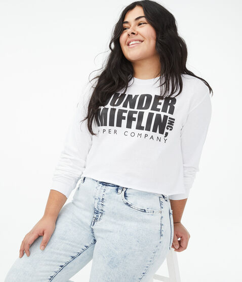 Long Sleeve Dunder Mifflin Cropped Graphic Tee Long Sleeve Dunder Mifflin Cropped Graphic Tee