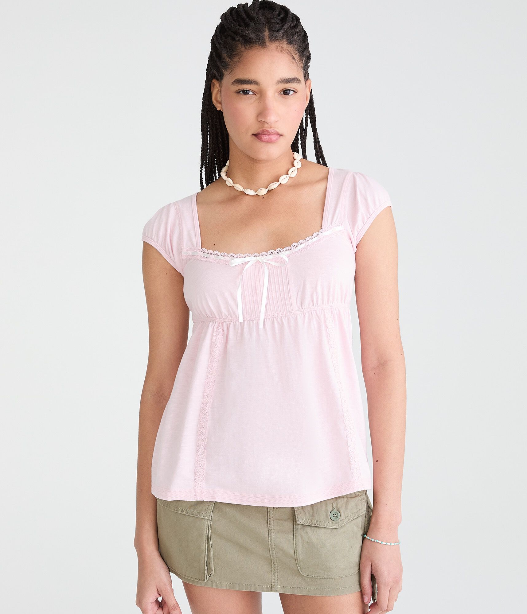 Solid Scoop-Neck Babydoll Tee
