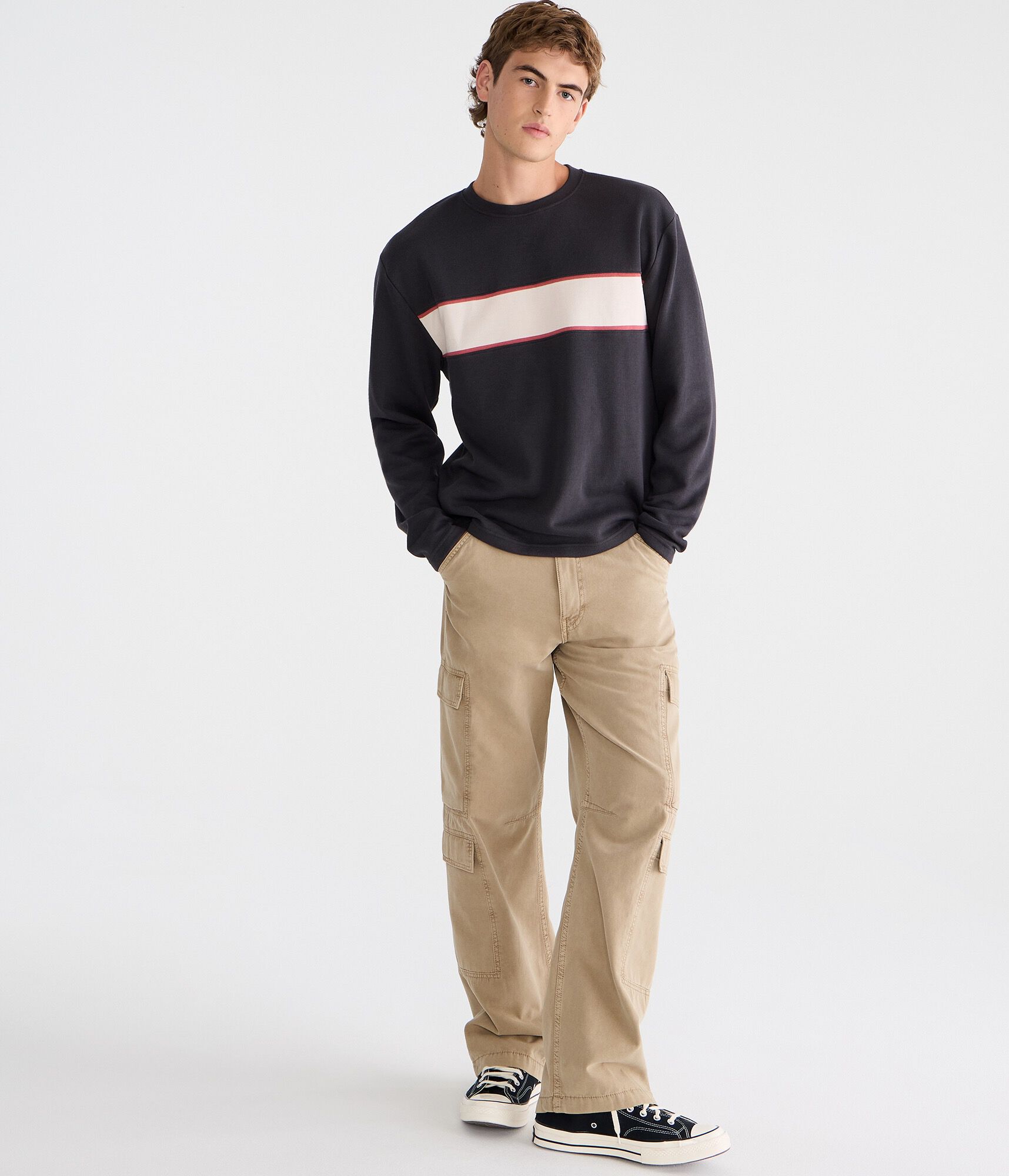 Long Sleeve Flat Stripe Rib-Knit Tee