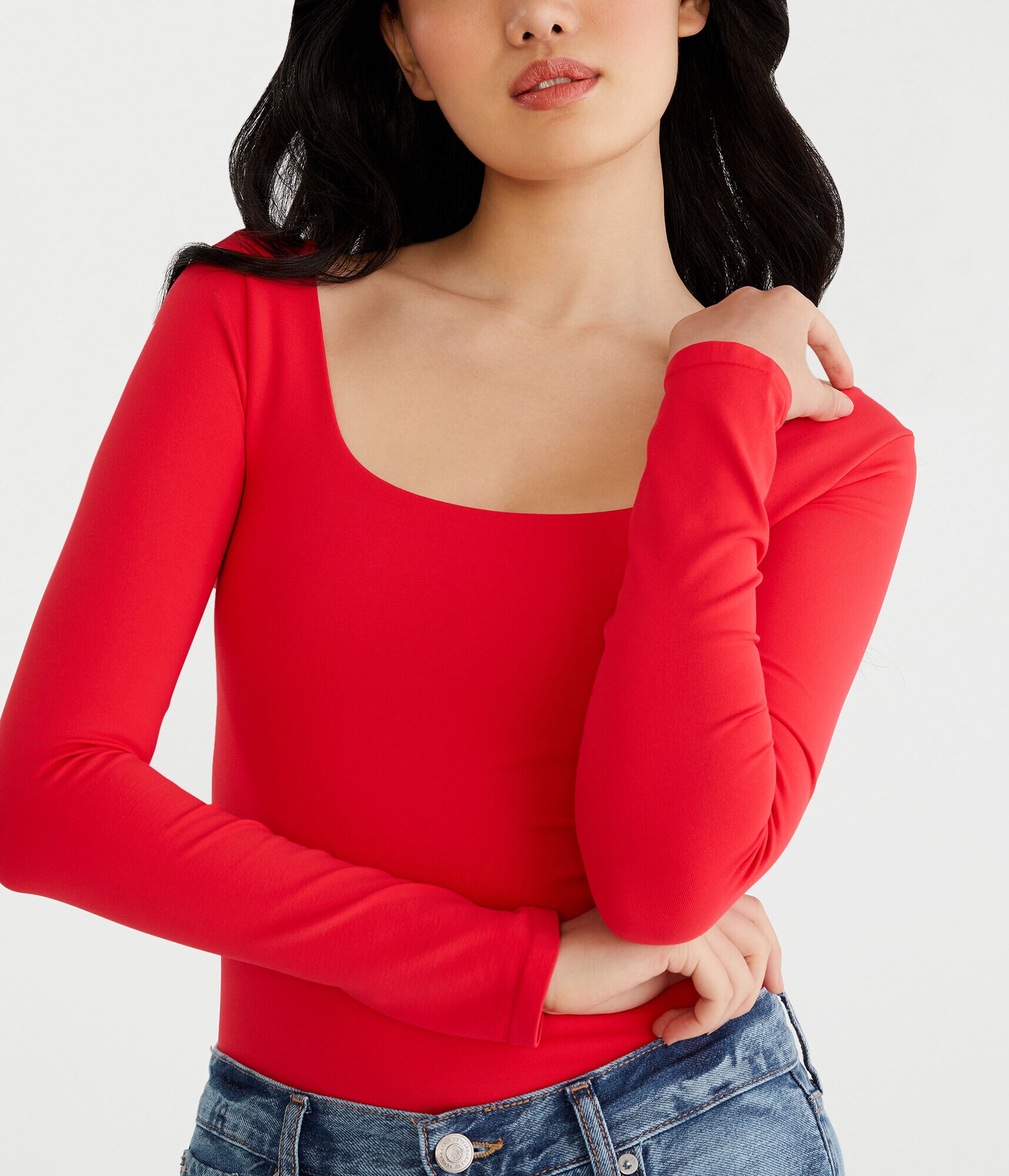 Long Sleeve Seriously Soft Sculpt Scoop-Neck Tee