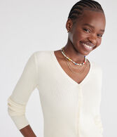 Ribbed V-Neck Cardigan