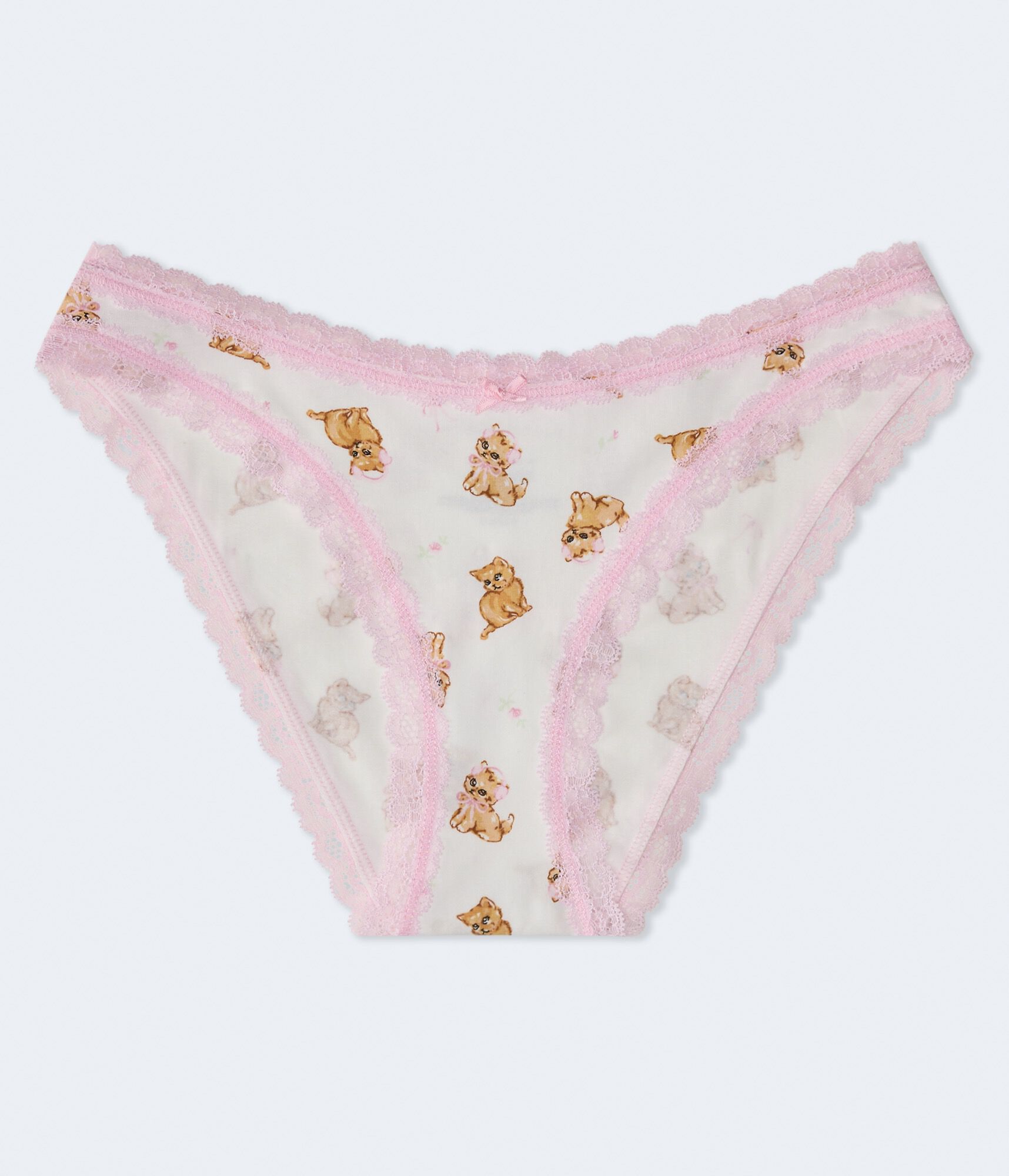 Kittens Lace-Trim Low-Rise Bikini