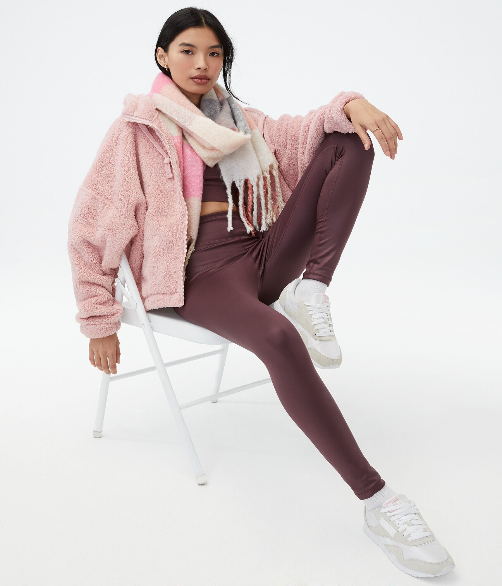 Sherpa Fleece Oversized Full-Zip Hoodie