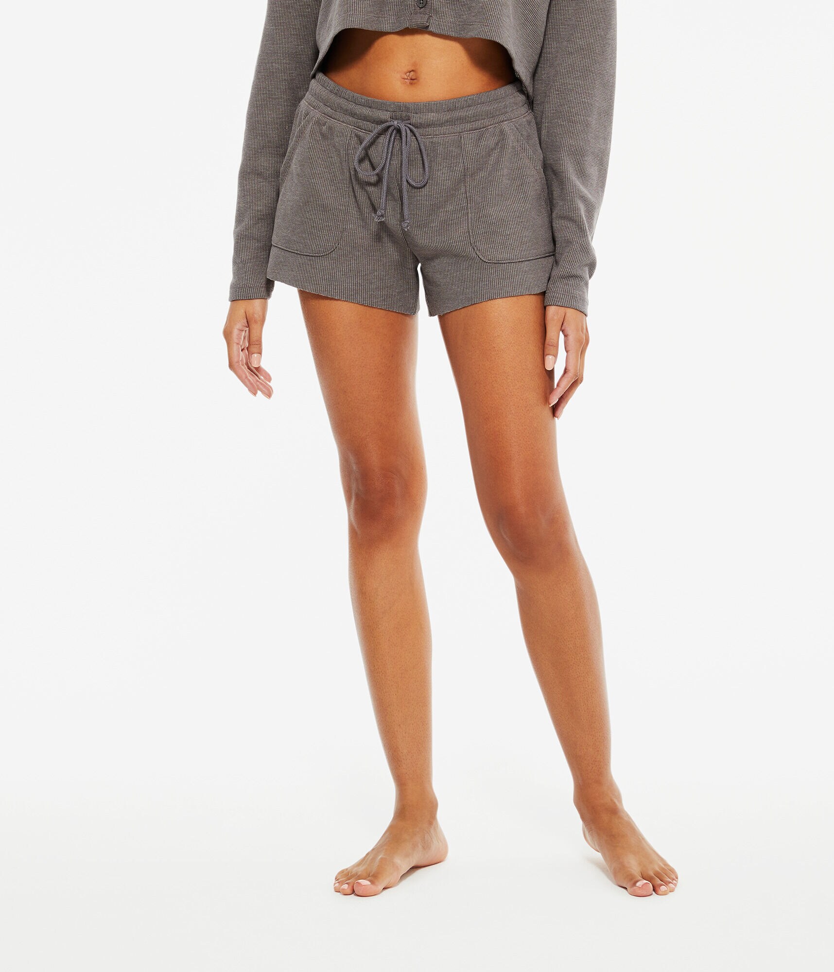 Mid-Rise Waffle-Knit Sleep Shorts