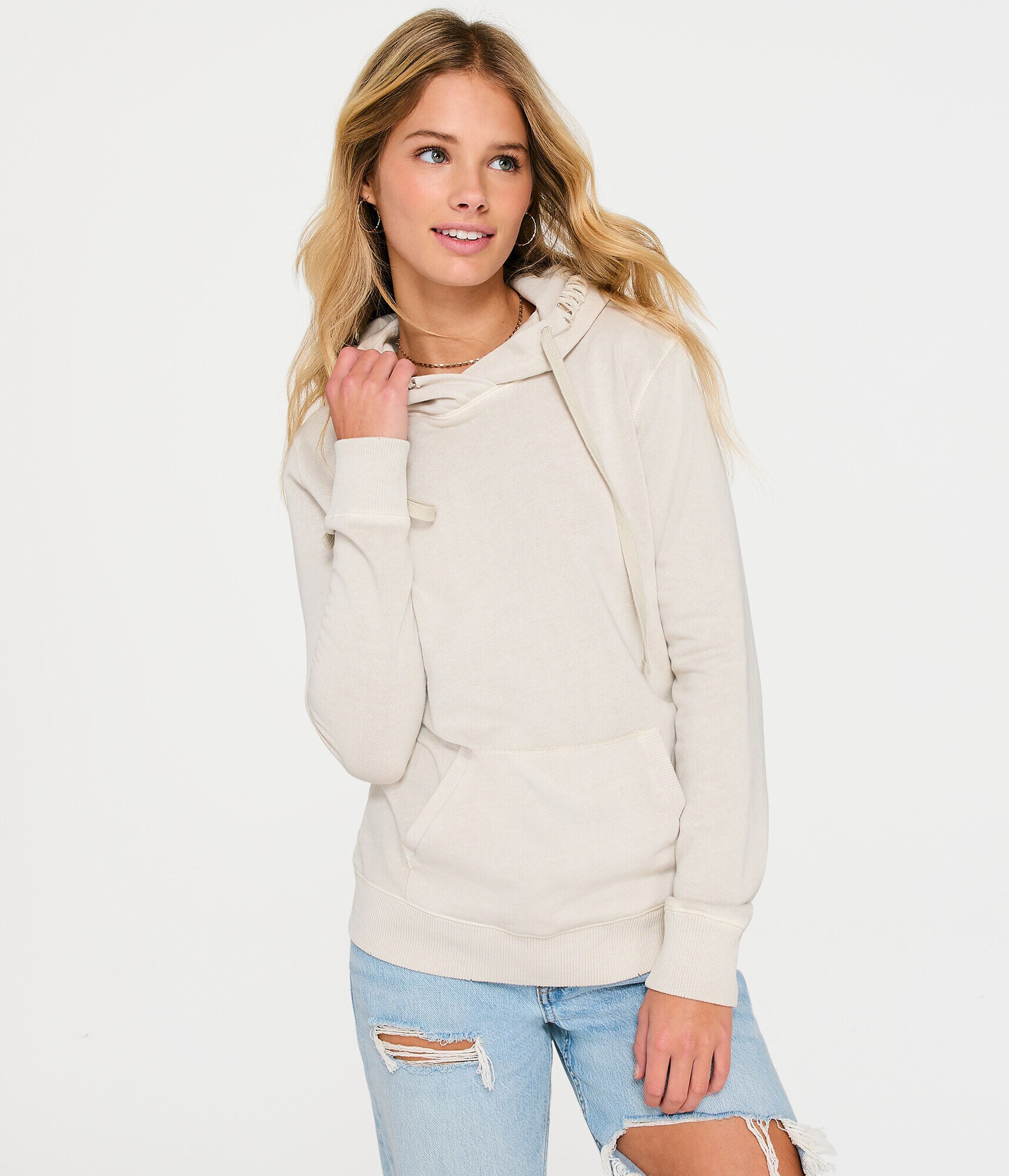 Distressed Pullover Hoodie