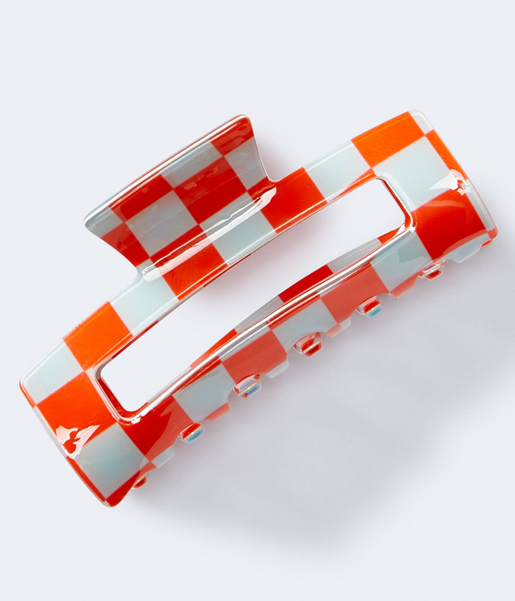 Checkerboard Rectangular Claw Hair Clip