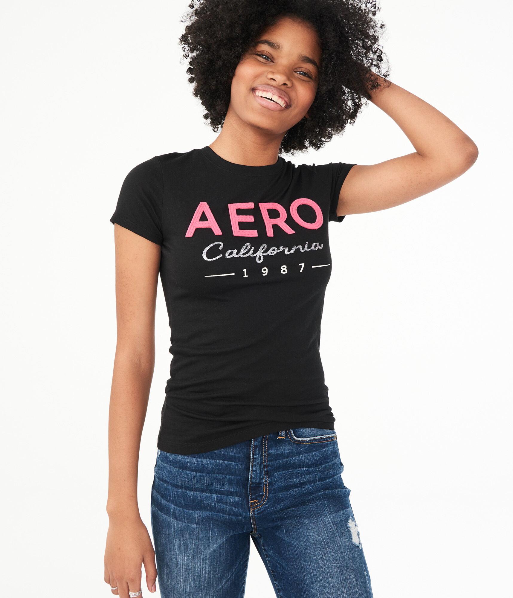 Aero California Glitter Graphic Tee