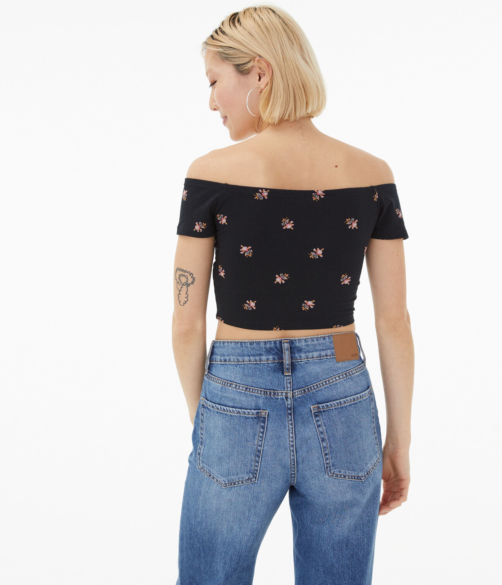 Seriously Soft Floral Off-The-Shoulder Crop Top***