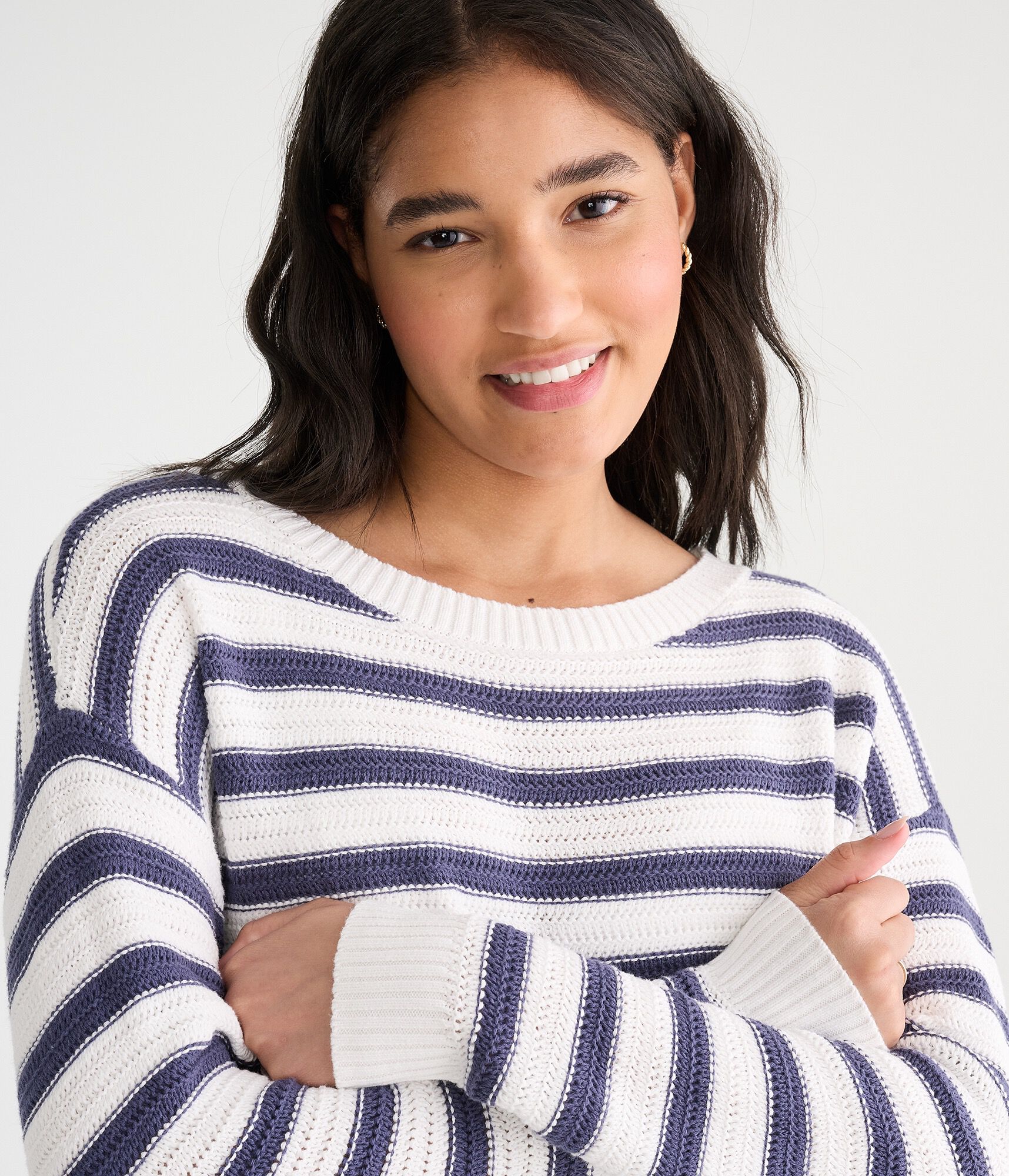 Striped Slouchy Crew Sweater