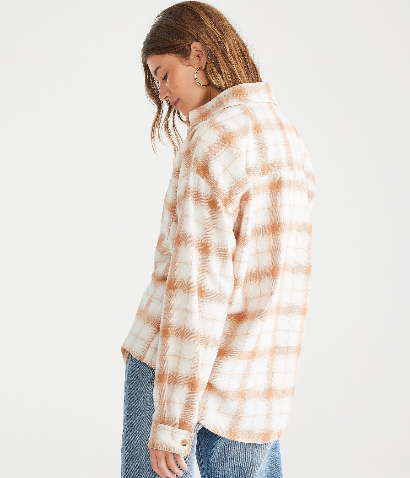 Long Sleeve Relaxed Plaid Flannel Shirt