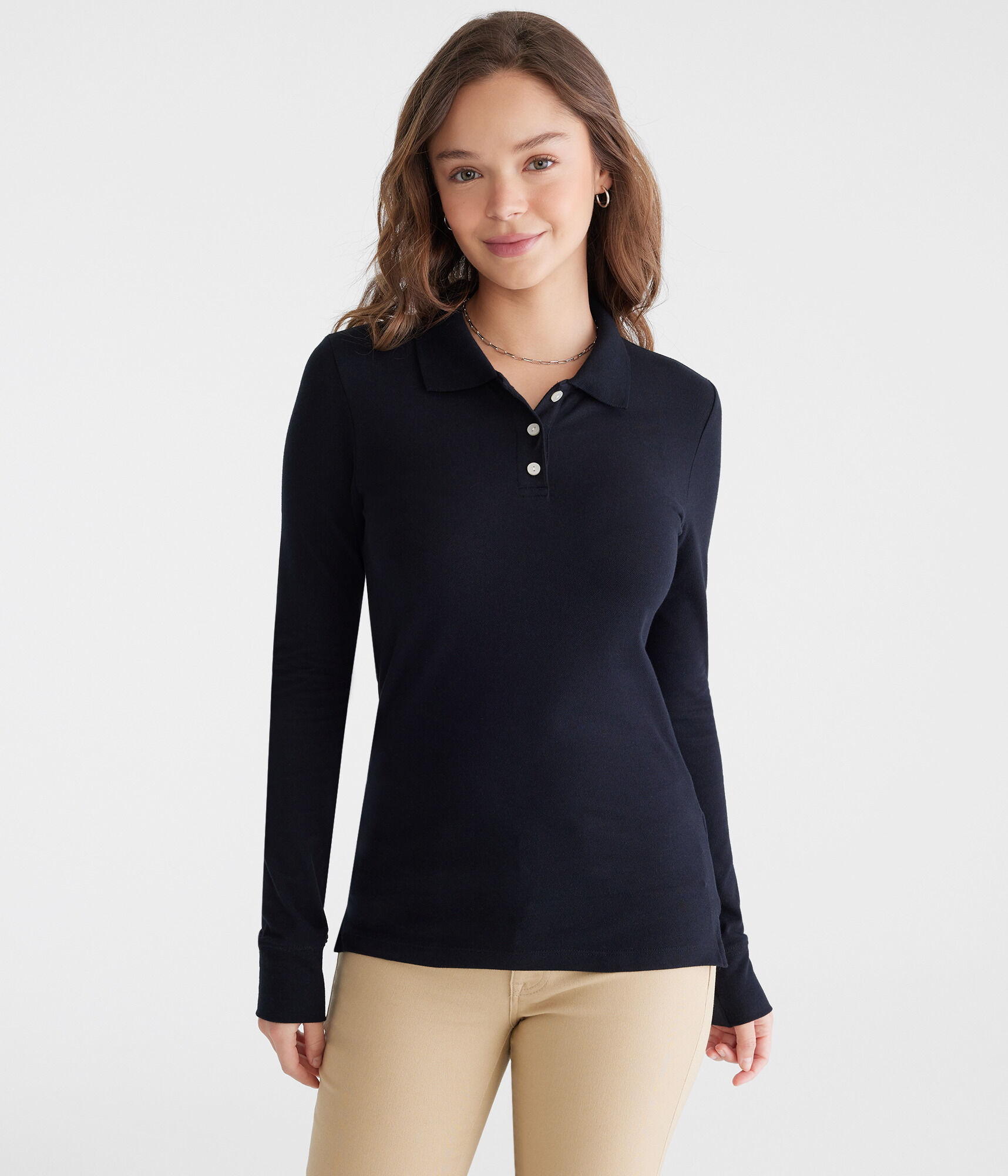 Long Sleeve Uniform Piqu&amp;eacute; Polo