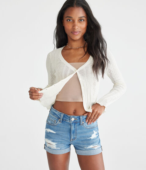 Premium Seriously Stretchy High-Rise Denim Midi Shorts Premium Seriously Stretchy High-Rise Denim Midi Shorts