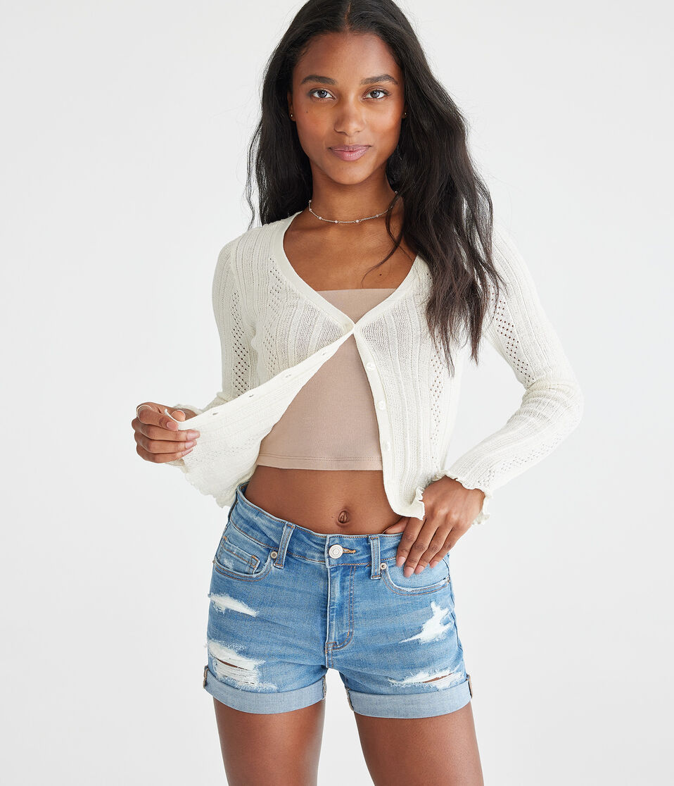 Premium Seriously Stretchy High-Rise Denim Midi Shorts