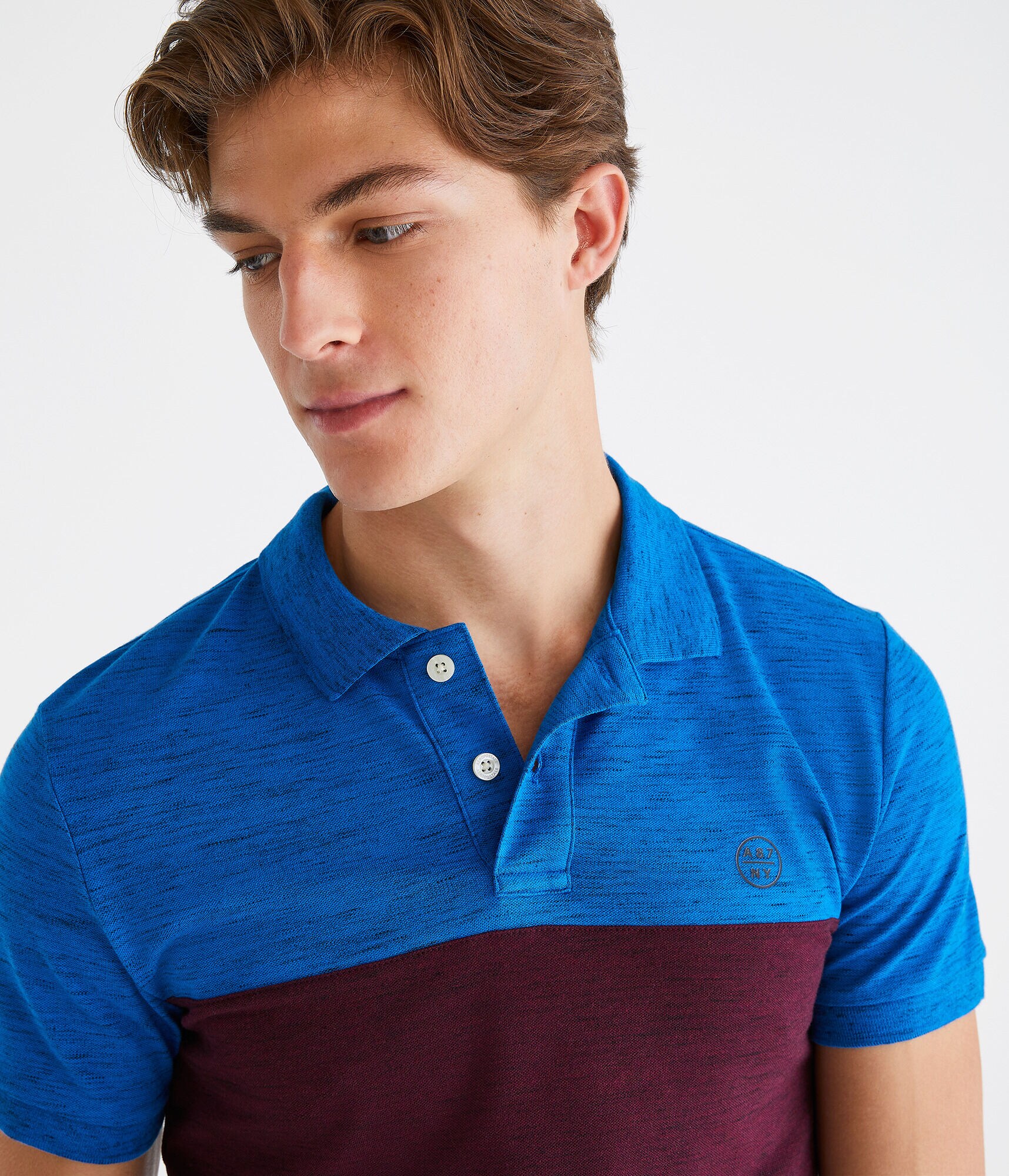 Space-Dyed Colorblock Stretch Piqu&eacute; Polo