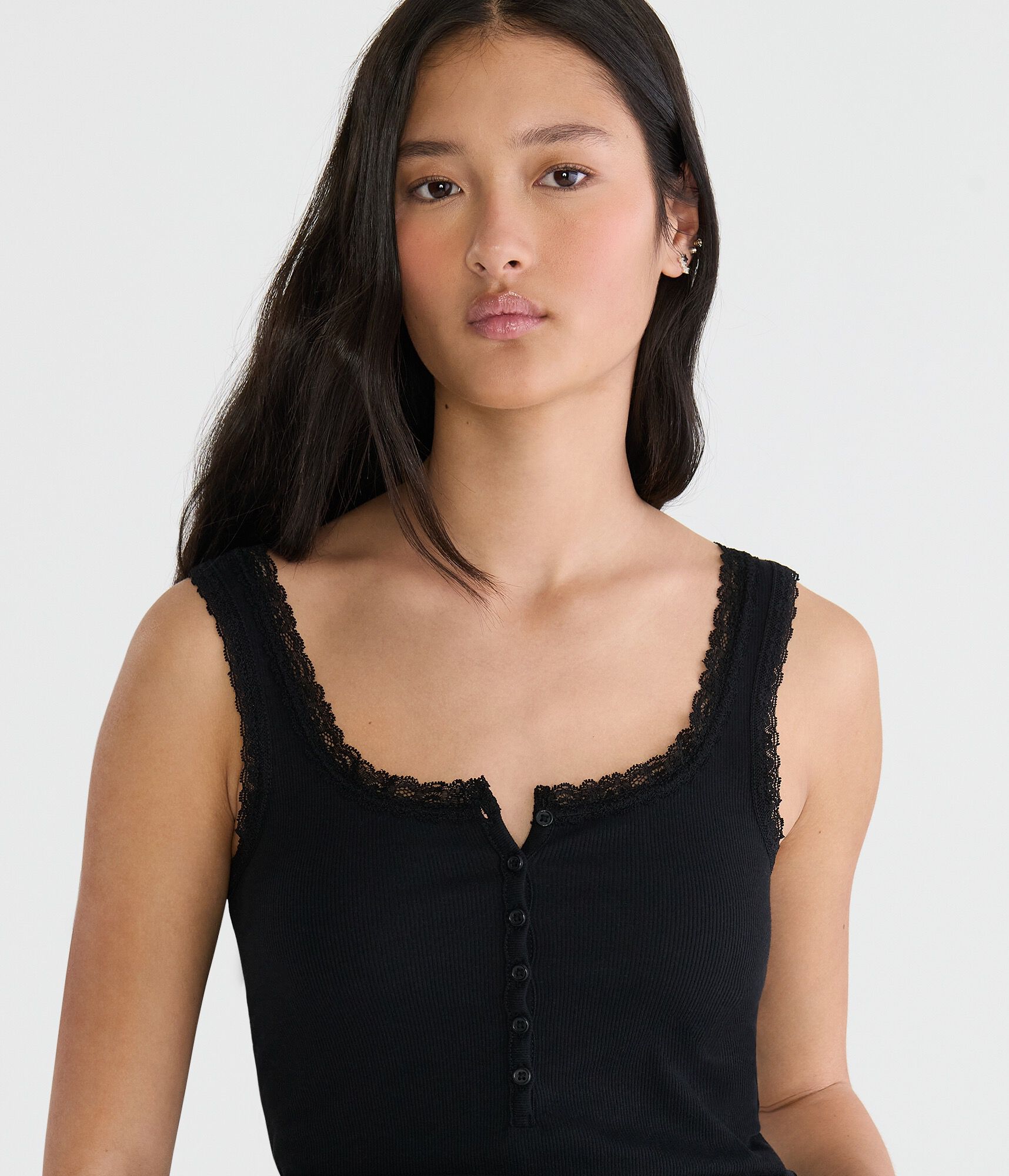 Seriously Soft Lace-Trim Henley Cami