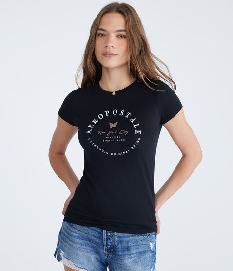 Aeropostale Butterfly Foil Graphic Tee Aeropostale Butterfly Foil Graphic Tee