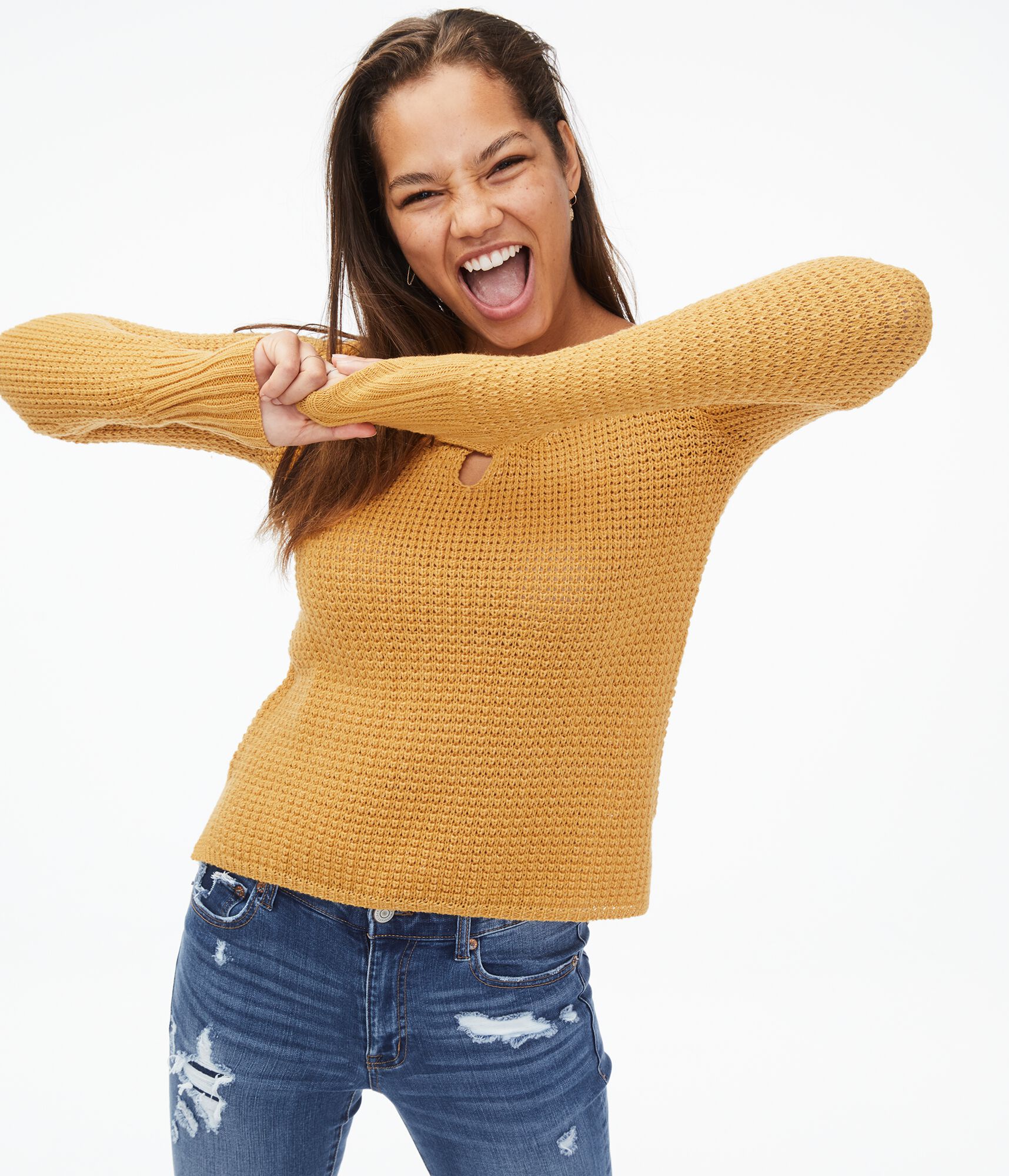 Crisscross Keyhole Sweater