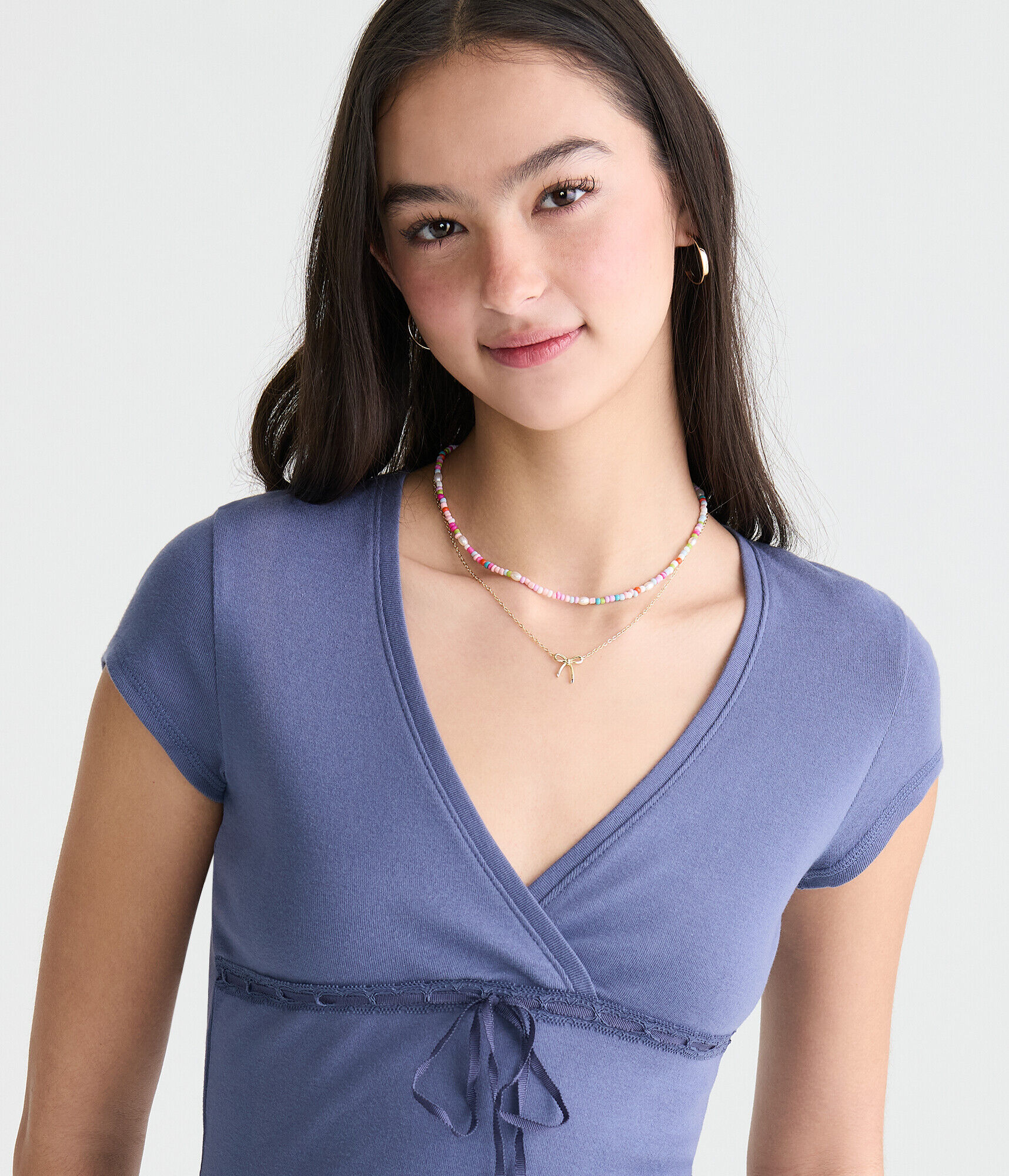 Seriously Soft Lace Crossover V-Neck Tee