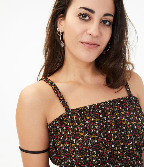 Floral Smocked Cropped Tank Floral Smocked Cropped Tank