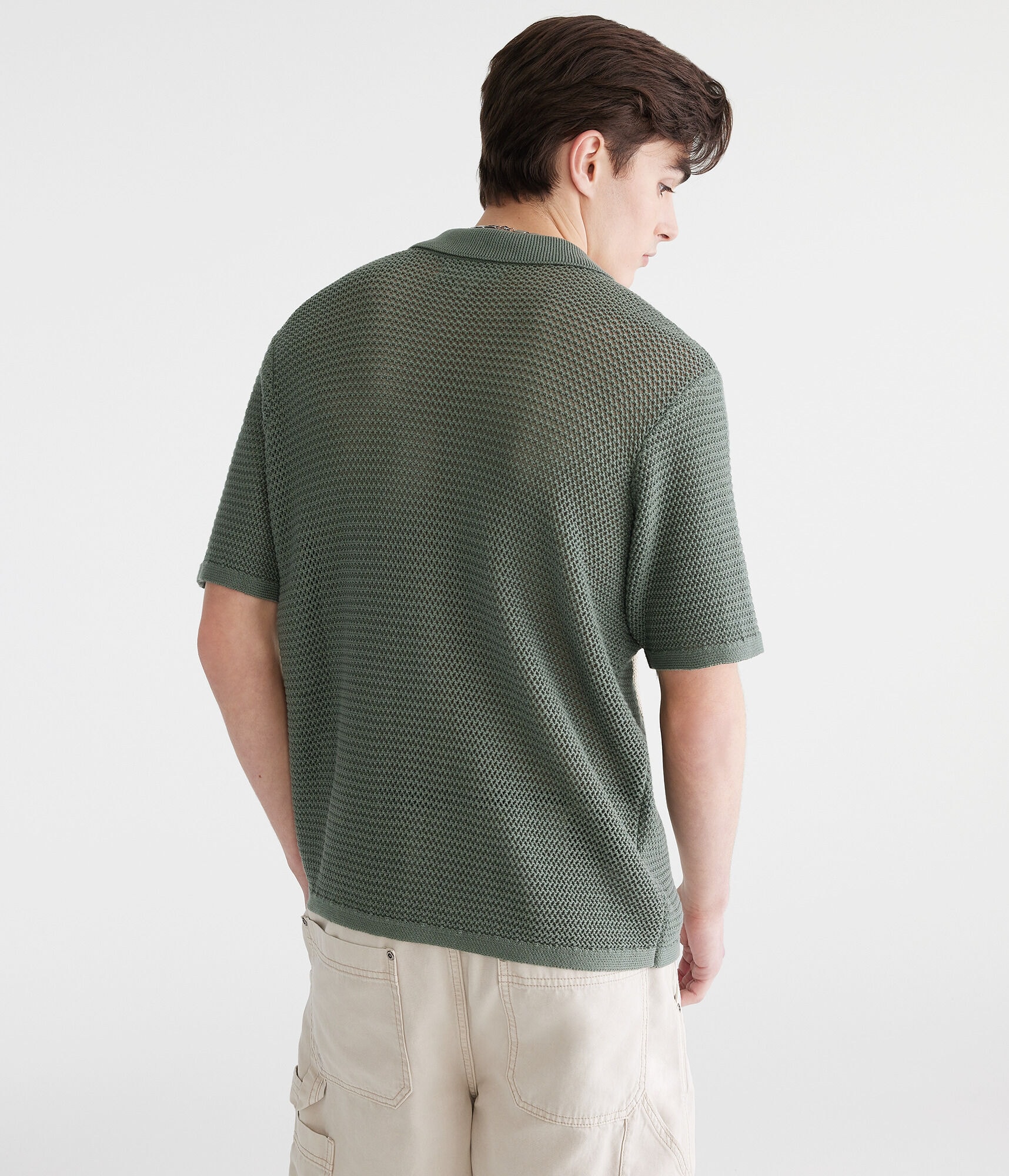 Pointelle Stripe Sweater Shirt