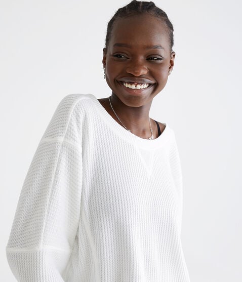 Long Sleeve Wear 2 Ways Cozy Waffle Tee Long Sleeve Wear 2 Ways Cozy Waffle Tee