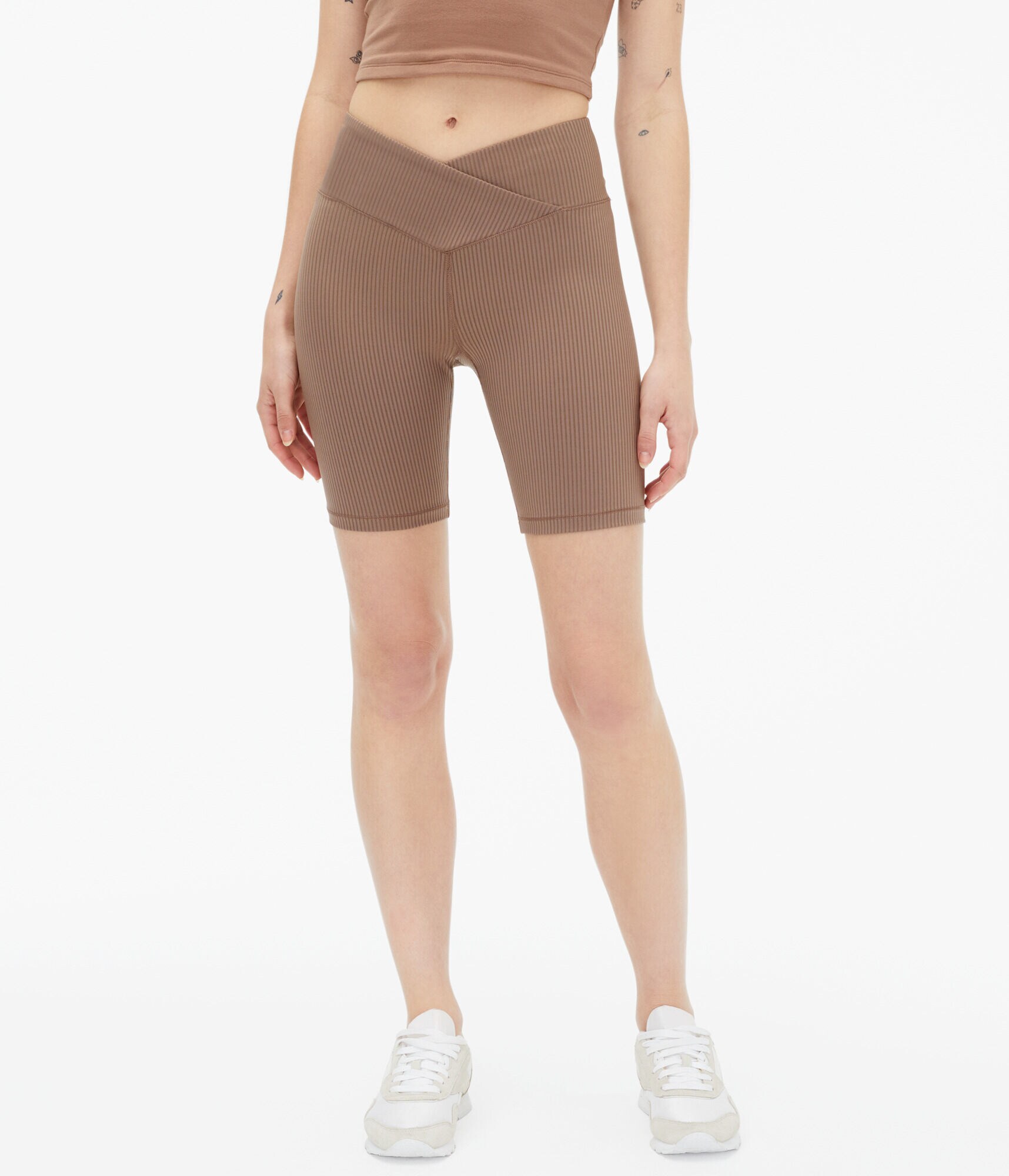 Ribbed High-Rise Crossover Bike Shorts