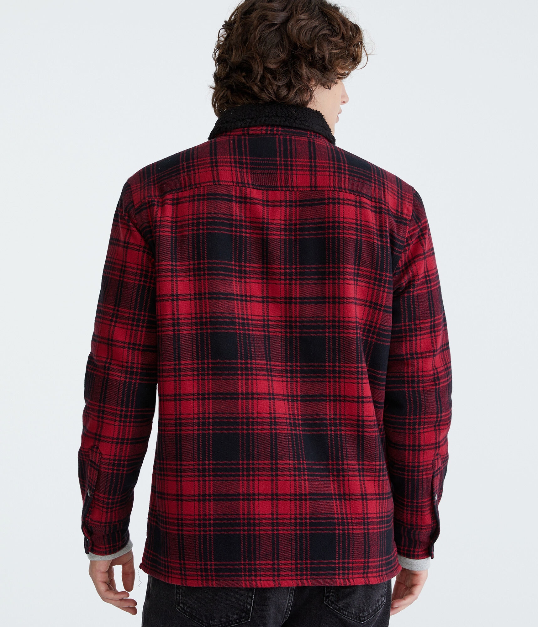 Plaid Sherpa-Lined Full-Zip Flannel Shacket