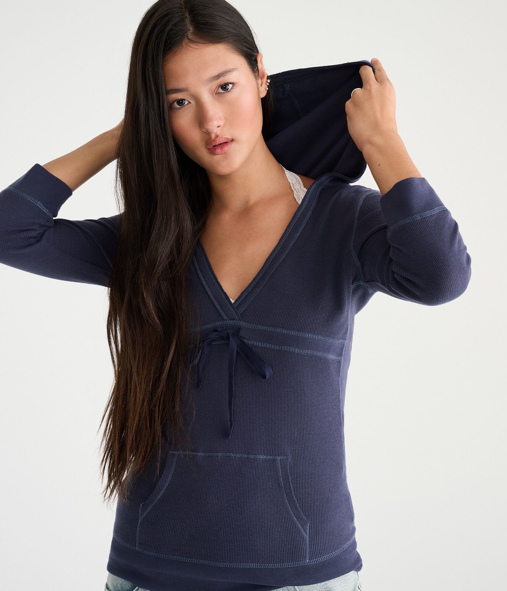 D&eacute;j&agrave; For Aero 3/4 Sleeve Y2K Hooded Tee