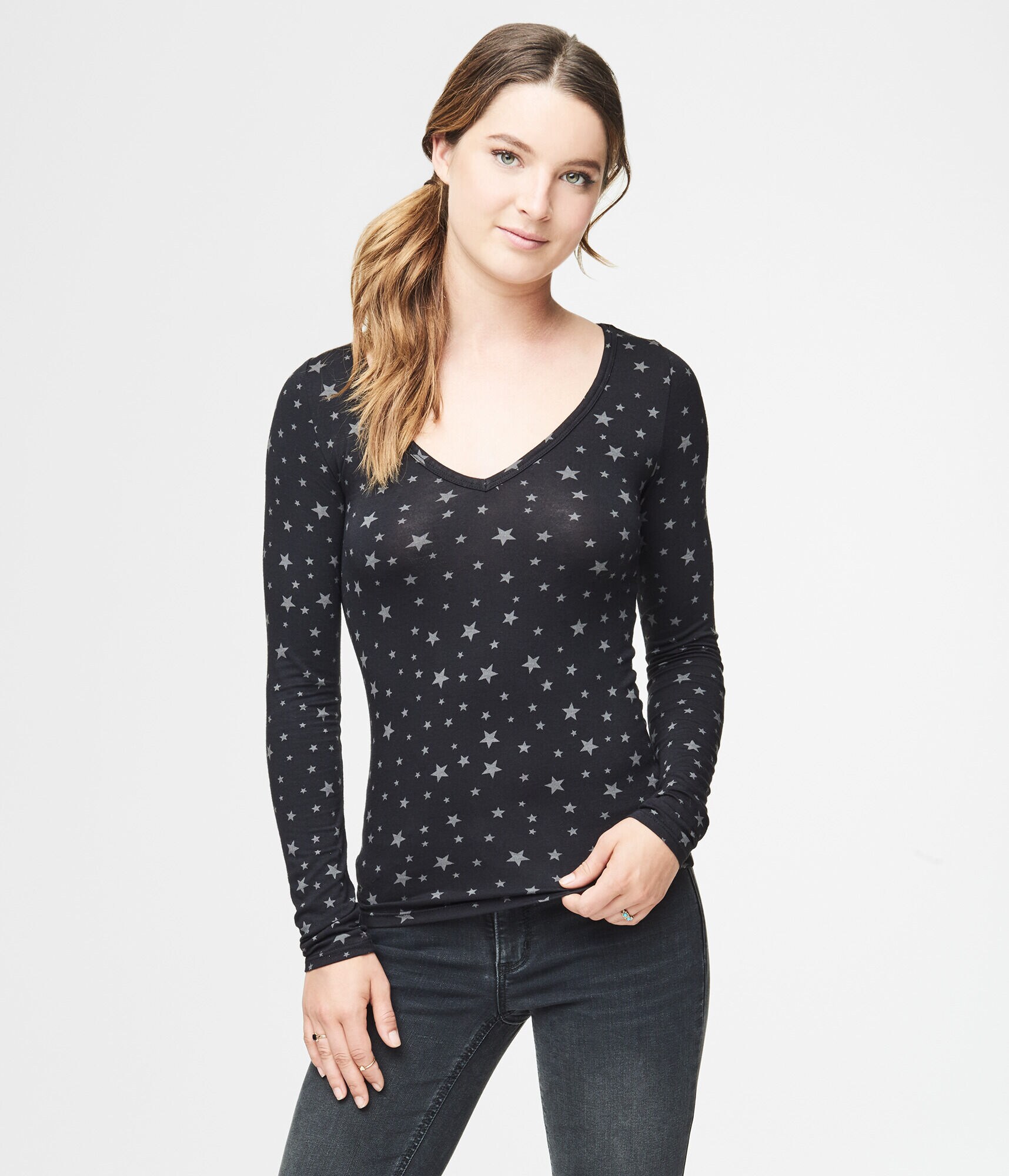 Long Sleeve Seriously Soft Starry V-Neck Tee