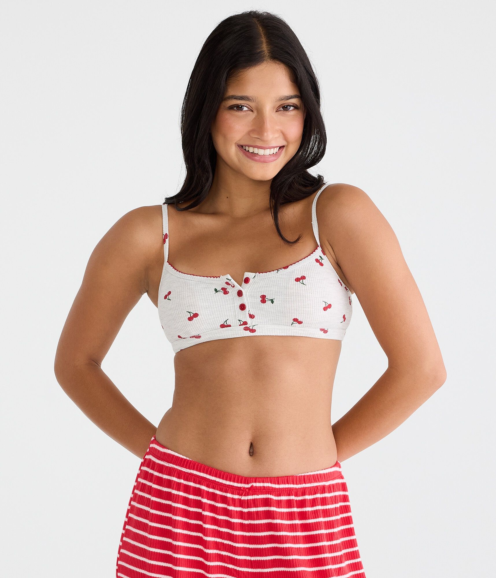 Cherry Waffle Henley Bralette
