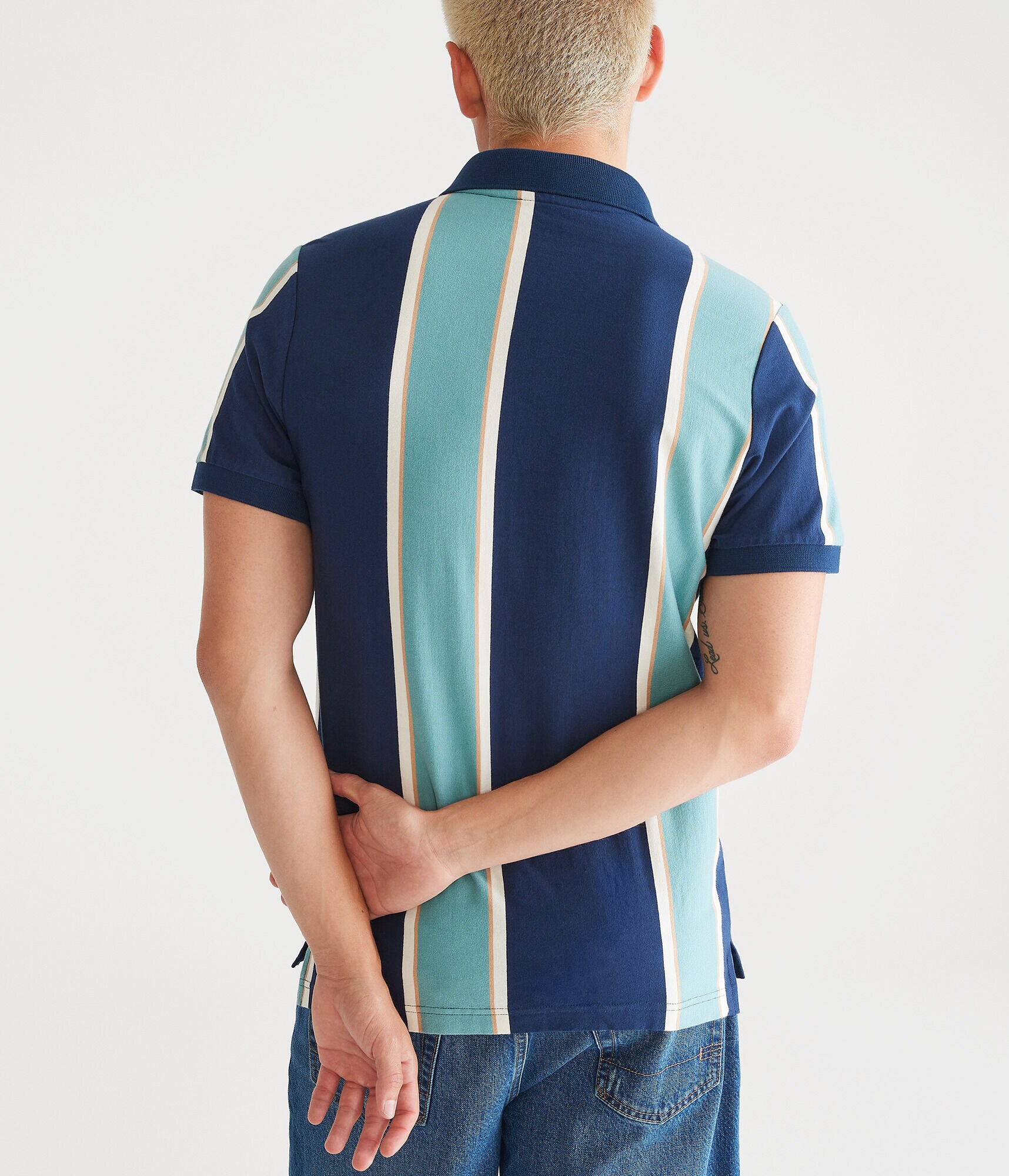 Vertical Stripe Jersey Polo