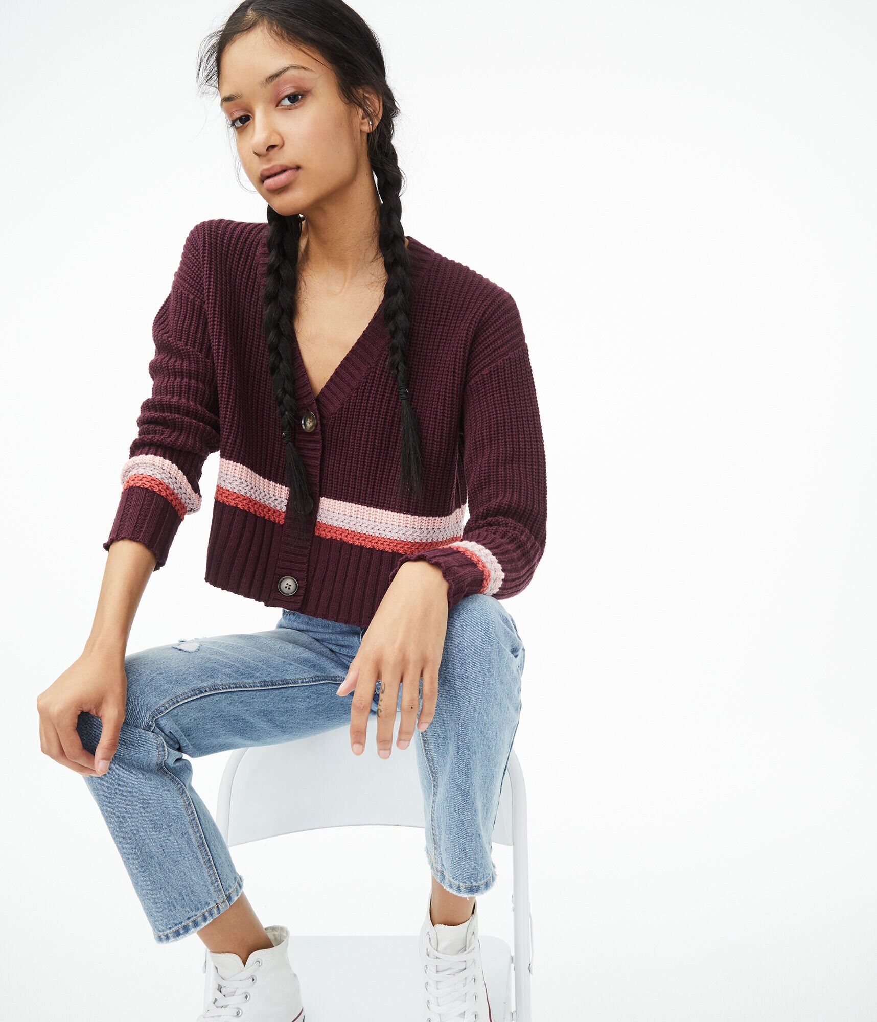 Striped Cropped Cardigan