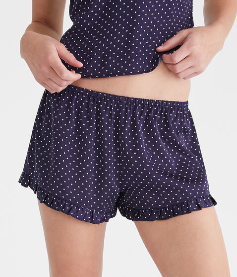 Polka Dot Satin Ruffle Shorts