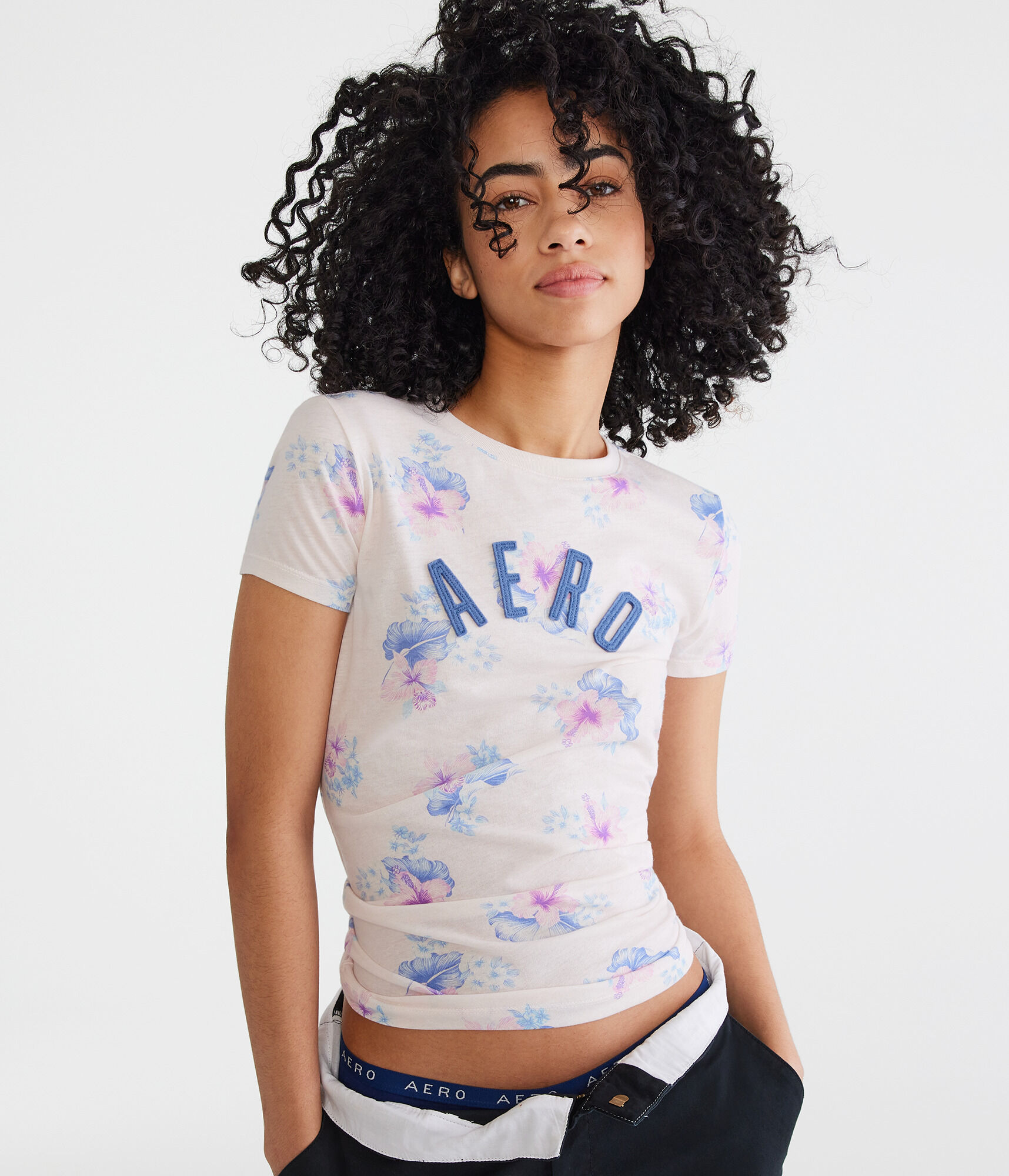 Aero Tropical Floral Appliqu&eacute; Graphic Tee
