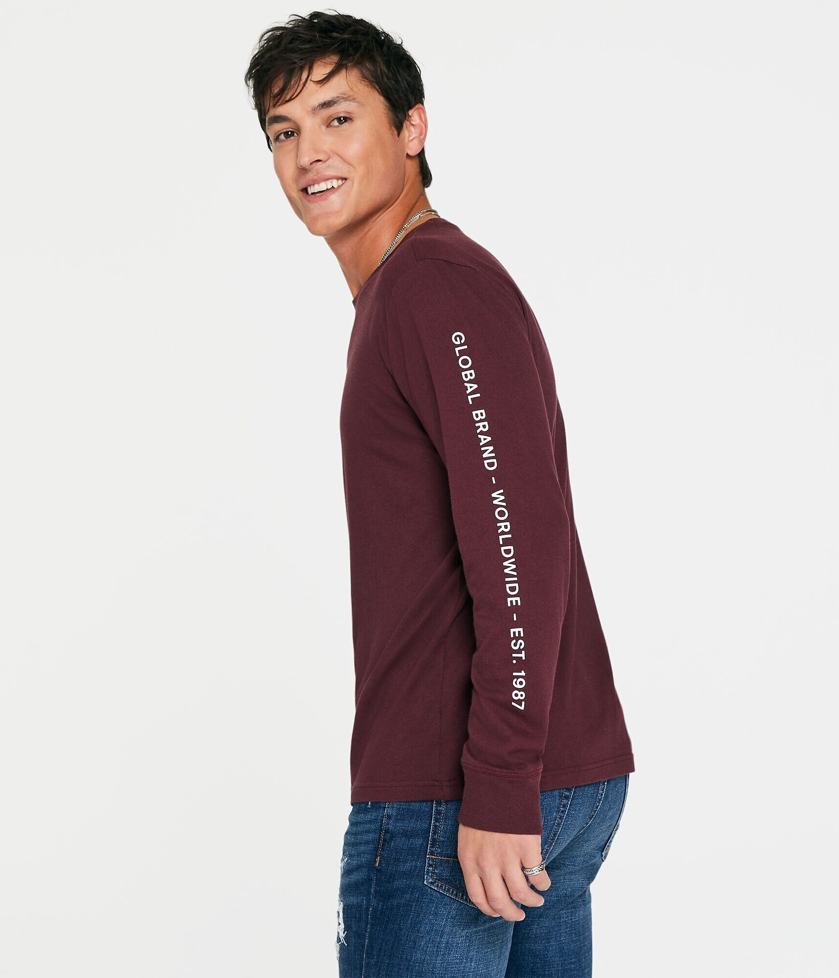 Long Sleeve Aeropostale Globe Logo Graphic Tee