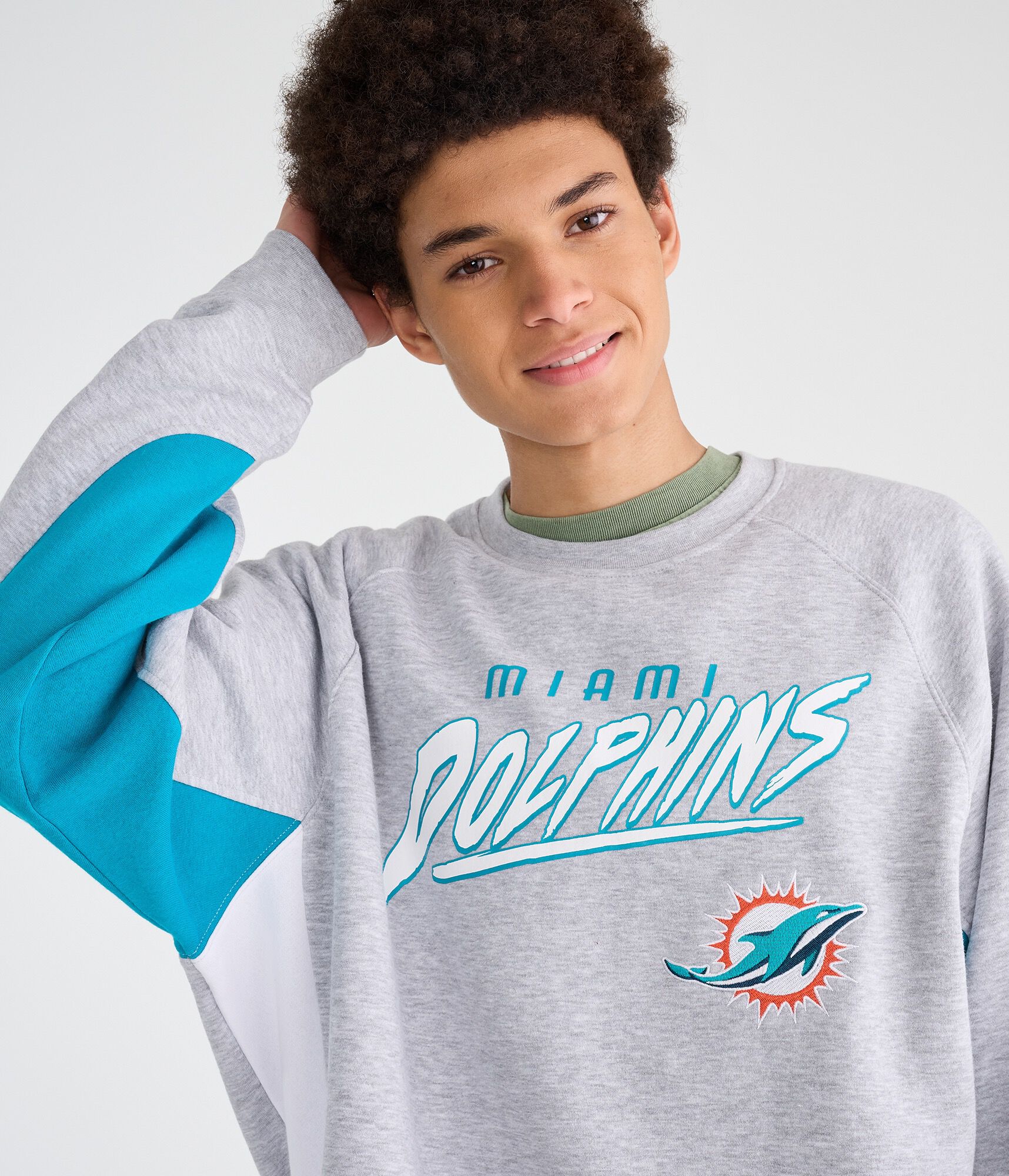 Miami Dolphins Colorblock Crew Sweatshirt