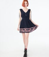 Floral V-Neck Smocked Fit & Flare Dress