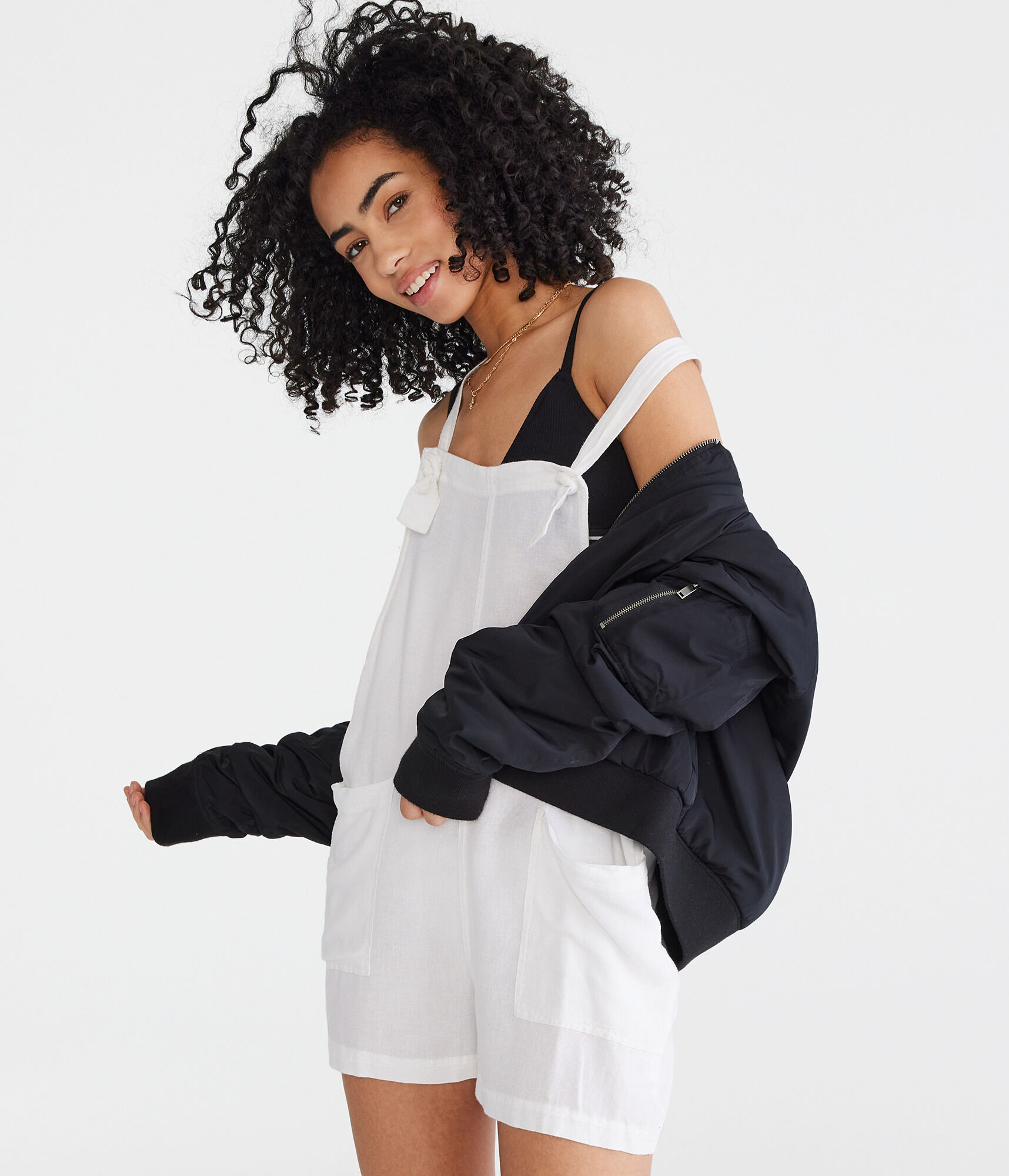 Solid Utility Romper