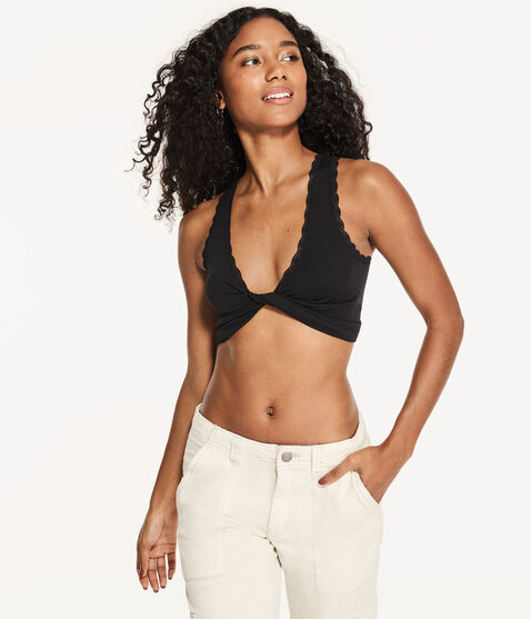 Wear 3 Ways Seamless Lace-Trim Cropped Tank