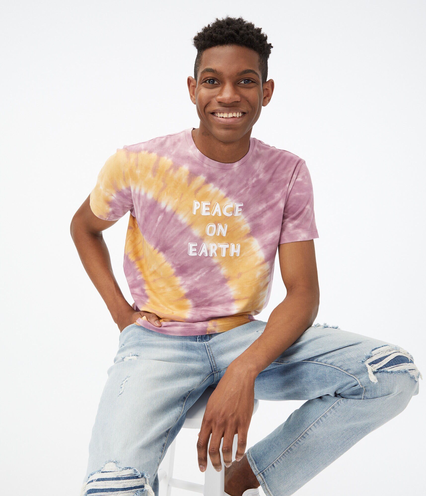 Peace On Earth Tie-Dye Graphic Tee