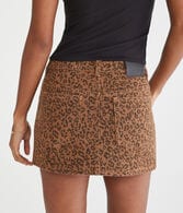 Leopard Print Denim Mini Skirt