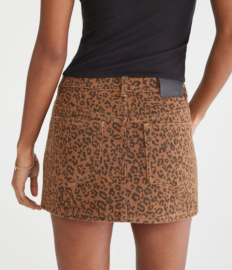 Leopard Print Denim Mini Skirt Leopard Print Denim Mini Skirt