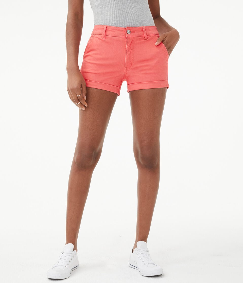 High-Rise Twill Midi Shorts